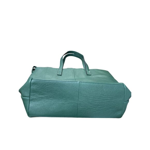 Tahari Womans Green Pebbled Leather Tote HandBag Silver Charm SKU 9355 - Picture 8 of 16
